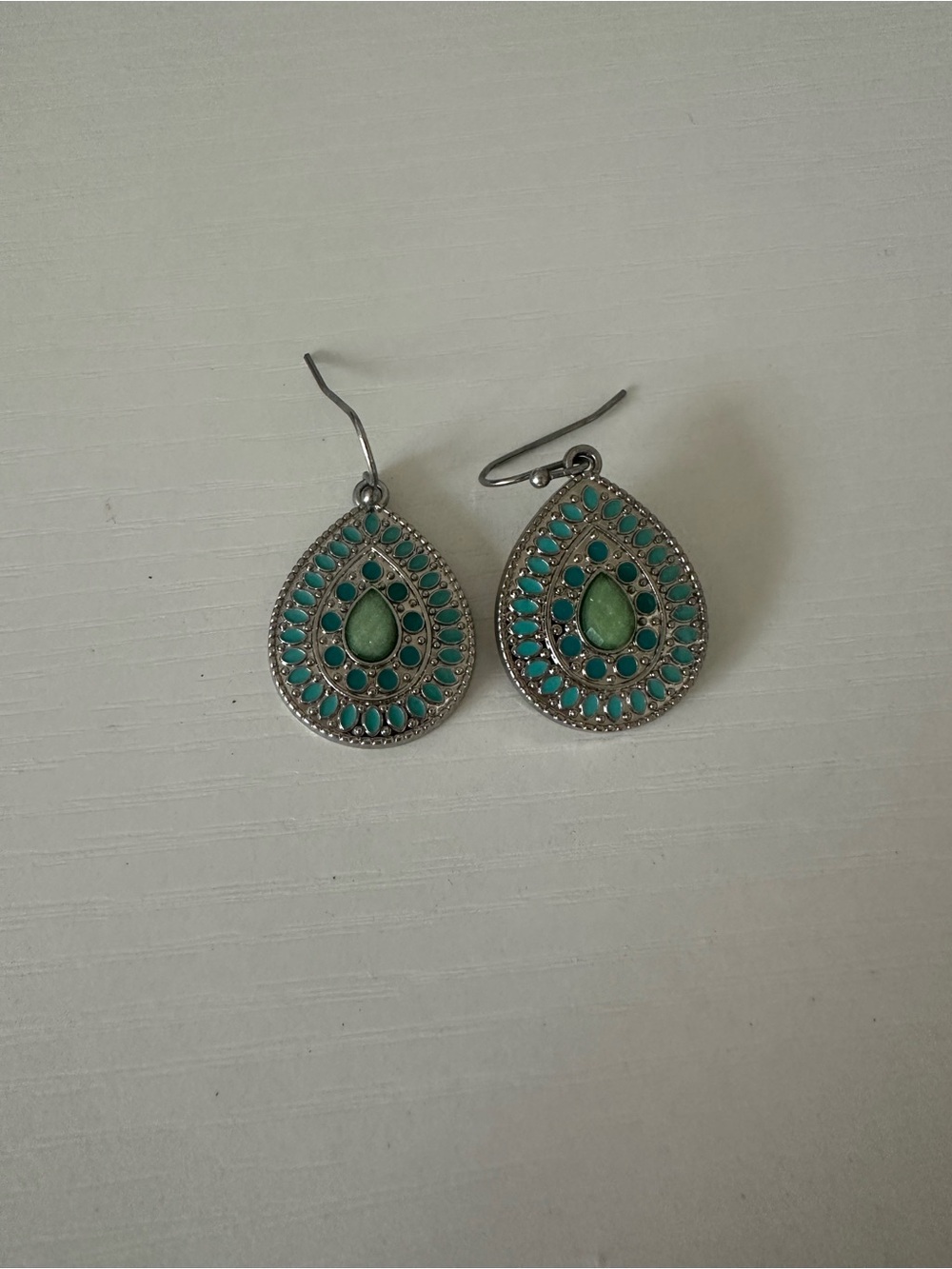 Turquoise Teardrop Stone Dangle Earrings - Women Jewelry